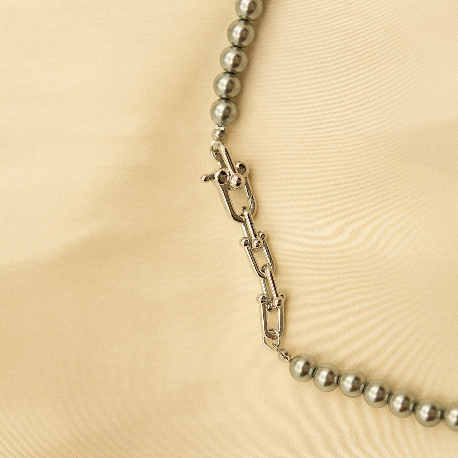 Satin Smoke Pearl Necklace