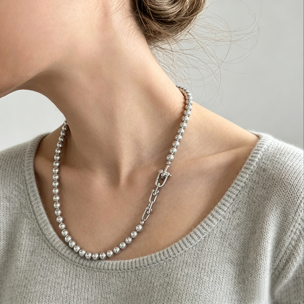 Satin Smoke Pearl Necklace