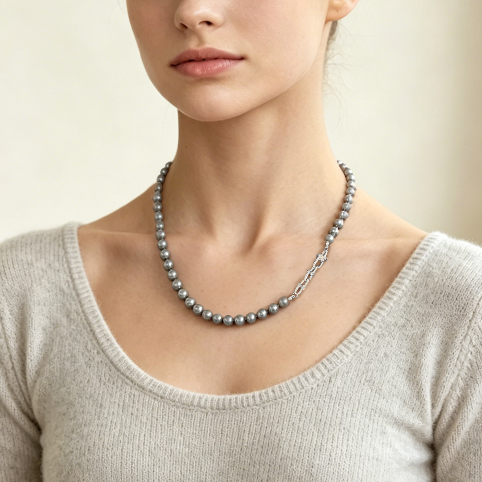 Satin Smoke Pearl Necklace